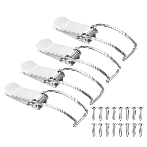Uxcell 4 Pcs Stainless Steel Spring Loaded Toggle Latch, 3.4" Clamp Catch Hasp Lock with Mounting Screw