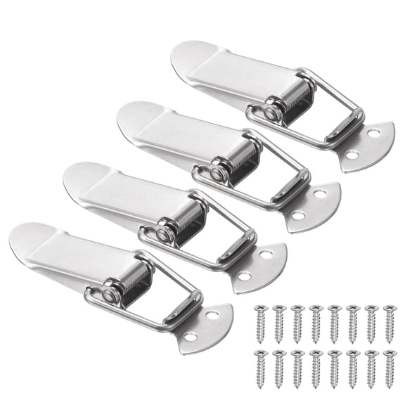 Uxcell 4 Pcs Stainless Steel Spring Loaded Toggle Latch, 3" Tool Box Catch Hasp Clamp Lock with Mounting Screw