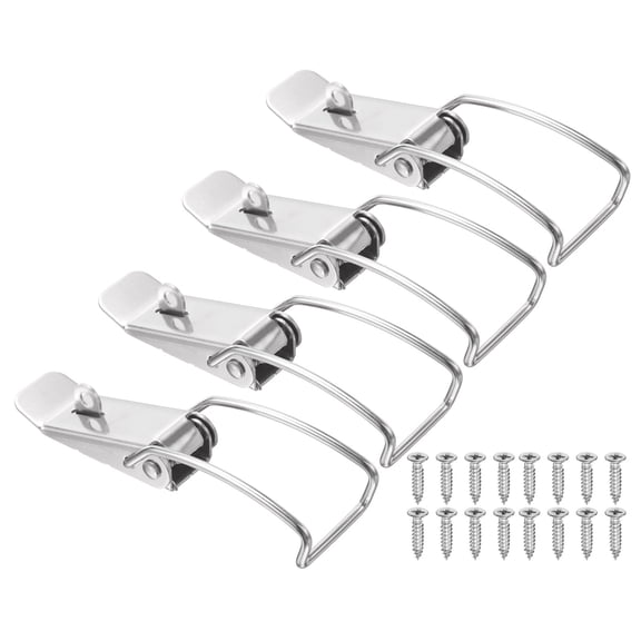 Uxcell 4 Pcs Stainless Steel Spring Loaded Toggle Latch, 4.6" Clamp Catch Hasp Lock with Mounting Hole and Screw