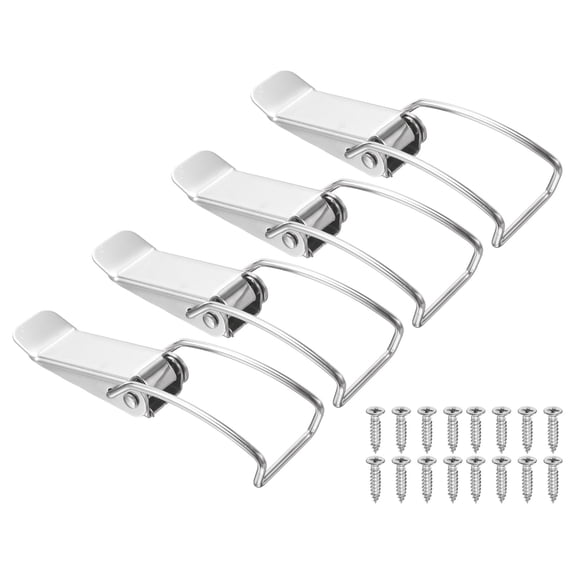 Uxcell 4 Pcs Stainless Steel Spring Loaded Toggle Latch, 4.6" Clamp Catch Hasp Lock with Mounting Screw