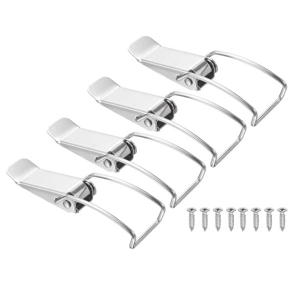 Uxcell 4 Pcs Stainless Steel Spring Loaded Toggle Latch, 4.6" Clamp Catch Hasp Lock with Mounting Screw