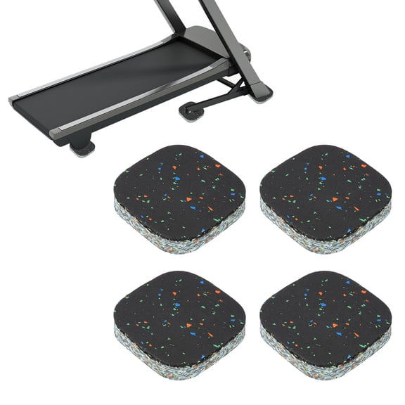 Uxcell 4 Pcs Treadmill Mat Pads, 4x4x0.8" High Density Foam Anti Vibration Pad Sound Proof Floor Mat Exercise Equipment Mat for Carpet Protect Noise Reduction Home Gym, Mixed Color