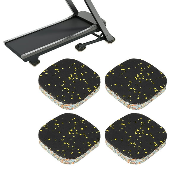 Uxcell 4 Pcs Treadmill Mat Pads, 4x4x0.8" High Density Foam Anti Vibration Pad Sound Proof Floor Mat Exercise Equipment Mat for Carpet Protect Noise Reduction Home Gym, Yellow