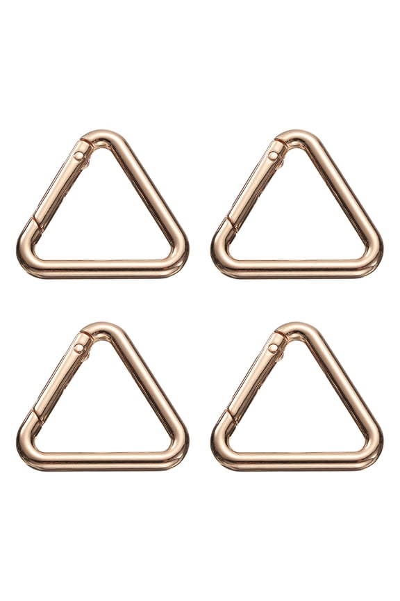 4 Pcs Triangle Spring Key Ring 1.6 Inch Metal Buckle Spring Snap Clip Trigger for Keychains Bags Purse Handbags Hanging Crafts DIY Accessories Decorations, Gold