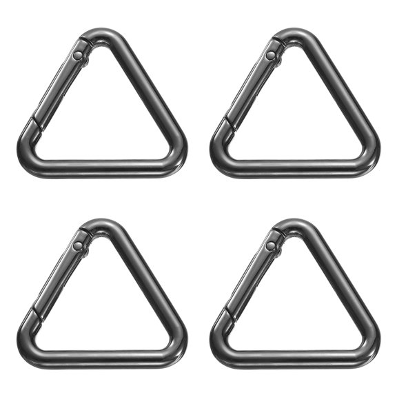 Uxcell 4 Pcs Triangle Spring Key Ring 1.6 Inch Metal Buckle Spring Snap Clip Trigger for Keychains Bags Purse Handbags Hanging Crafts DIY Accessories Decorations, Black