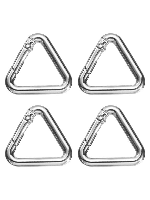 4 Pcs Triangle Spring Key Ring 1 Inch Metal Buckle Spring Snap Clip Trigger for Keychains Bags Purse Handbags Hanging Crafts DIY Accessories Decorations, Silver