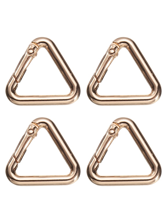 4 Pcs Triangle Spring Key Ring 1 Inch Metal Buckle Spring Snap Clip Trigger for Keychains Bags Purse Handbags Hanging Crafts DIY Accessories Decorations, Gold