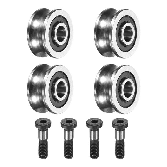 Uxcell 4 Pcs U Groove Bearings, 4x13x6mm Rail Ball Bearings Groove Guide Pulley Bearing Steel Replacement for Rail Track Linear Motion System Printing Project ABEC1