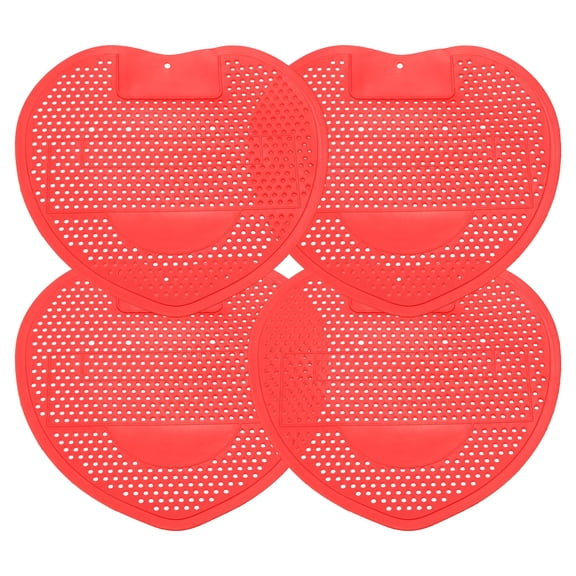 Uxcell 4 Pcs Urinal Screen Deodorizer, 7.3 x 6.9 Inch Plastic Urinal Scent Odor Protection Mat Anti-Blocking Splashproof Air Freshener Deodorizers for Home Hotel Restaurant Toilet, Red