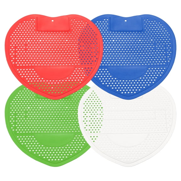 Uxcell 4 Pcs Urinal Screen Deodorizer, 7.3 x 6.9 Inch Plastic Urinal Scent Odor Protection Mat Anti-Blocking Splashproof Air Freshener Deodorizers for Home Toilet, Green/Blue/White/Red