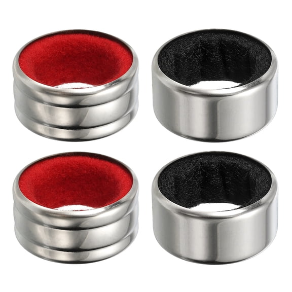 Uxcell 4 Pcs Wine Bottle Collars, Stainless Steel & Velvet Felt Drip Ring, Black/Red (Glossy&Flannel)