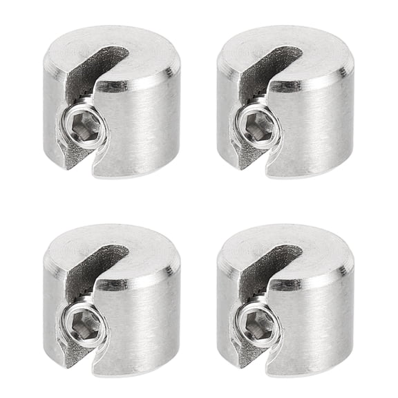 Uxcell 4 Pcs Wire Rope Fixing Clips, 2mm Single Hole Lock Cable Clamp Clip 316 Stainless Steel Cable Stop with M4 Hexagon Screws for Garden Climbing Frame Fixing, Silver
