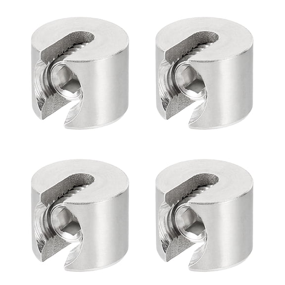 Uxcell 4 Pcs Wire Rope Fixing Clips, 4mm Single Hole Lock Cable Clamp Clip 316 Stainless Steel Cable Stop with M8 Hexagon Screws for Garden Climbing Frame Fixing, Silver