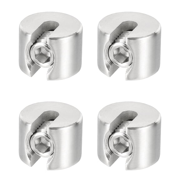 Uxcell 4 Pcs Wire Rope Fixing Clips, 5mm Single Hole Lock Cable Clamp Clip 316 Stainless Steel Cable Stop with M10 Hexagon Screws for Garden Climbing Frame Fixing, Silver
