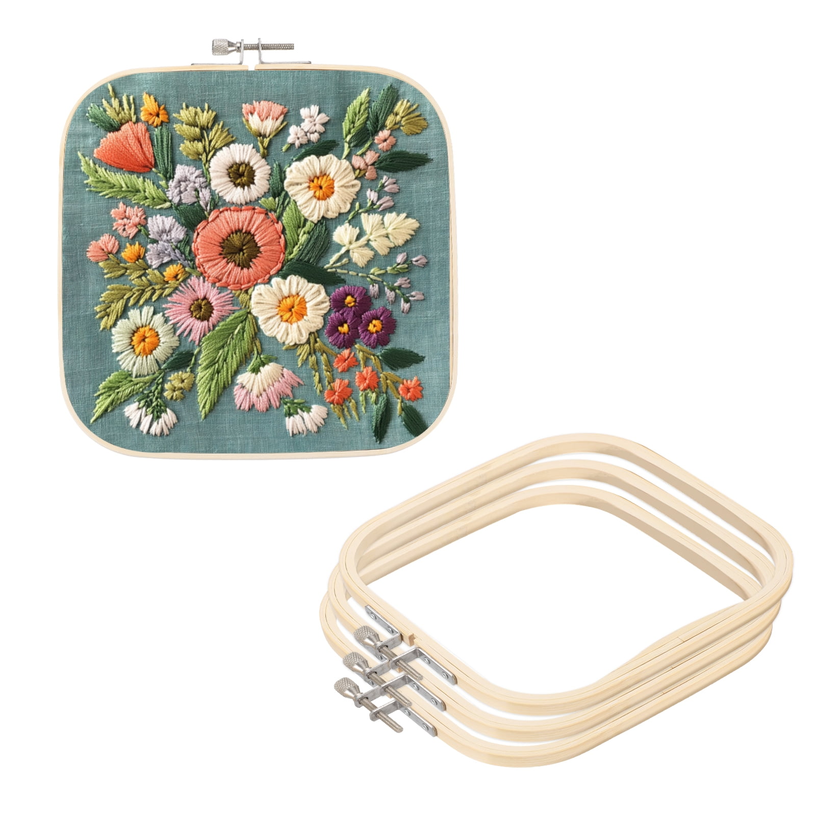 Uxcell 4 Pieces 7.9" x 7.9" Square Embroidery Hoops Adjustable Cross Stitch Hoops Ring