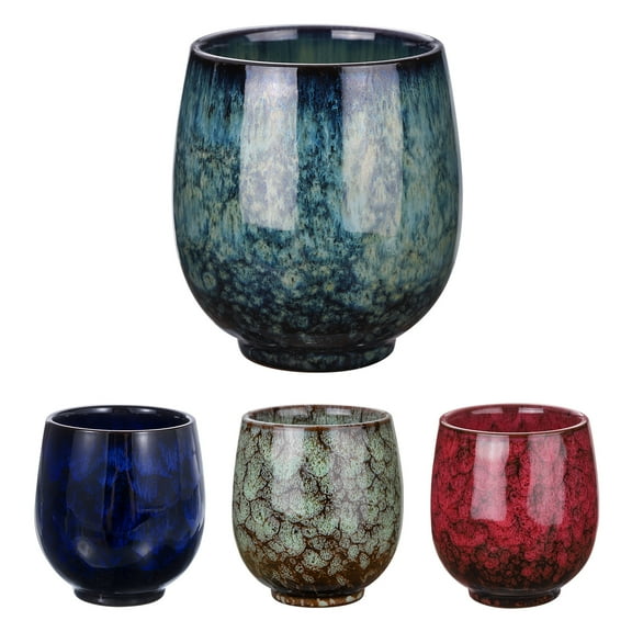 Uxcell 4 Pieces Chinese Ceramic Teacup 5.41oz Traditional Gong Fu Tea Set, 4 Colors