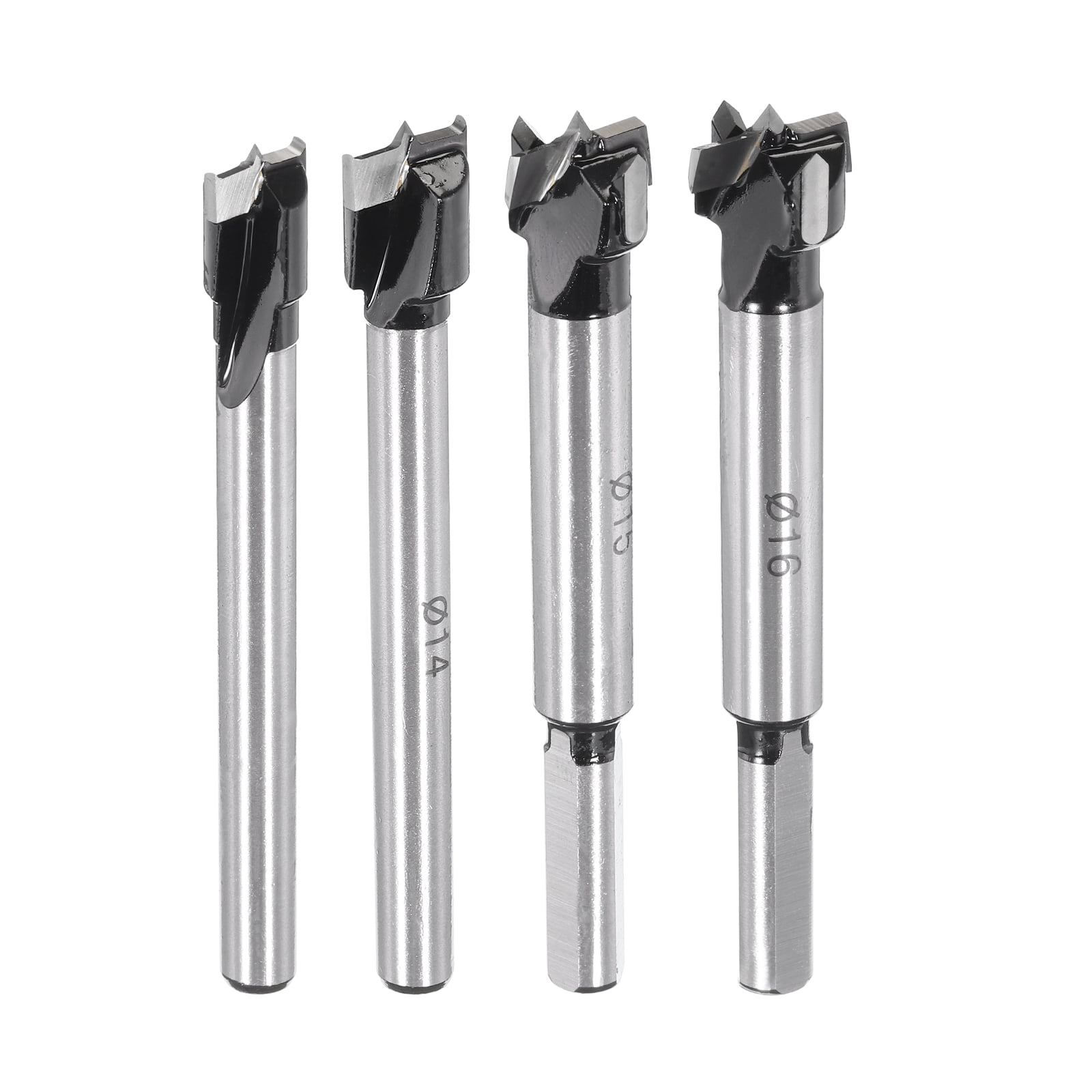 Uxcell 4 Pieces Forstner Drill Bit Set 15/32" 9/16" 19/32" 5/8" K30/C1 Carbide Bits Wood Hinge Hole Opener