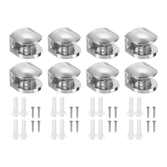 Uxcell 4 Pieces Glass Shelf Bracket Metal Adjustable Wall Mount Glass Clamp Holder, Silver