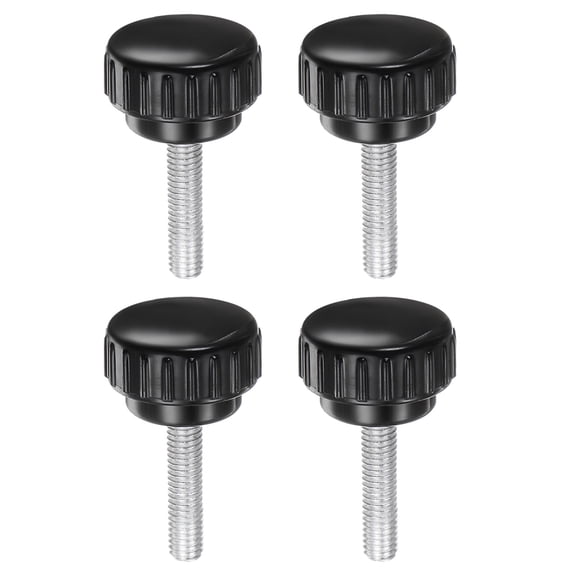 Uxcell 4 Pieces Knurled Clamping Knobs M6 x 20mm Zinc Plated Carbon Steel Threaded Stud 30mm Head Thumb Screws