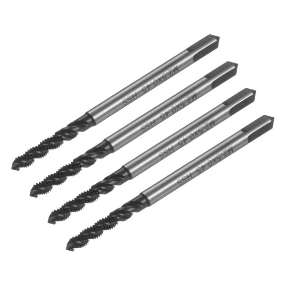 Uxcell 4 Pieces Spiral Flute Thread Taps M2.5 x 0.45 Nitride Coated Metric Screw Tap Tapping Repair Tool