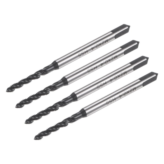Uxcell 4 Pieces Spiral Flute Thread Taps M2 x 0.4 Nitride Coated Metric Screw Tap Tapping Repair Tool