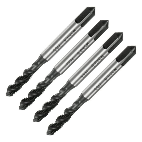 Uxcell 4 Pieces Spiral Flute Thread Taps M5 x 0.8 Nitride Coated Metric Screw Tap Tapping Repair Tool