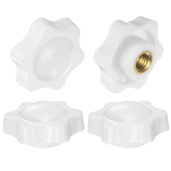 Uxcell 4 Pieces Star Knobs M10 Female Thread 38mm Head Non-Through Hole Clamping Handles Nuts White