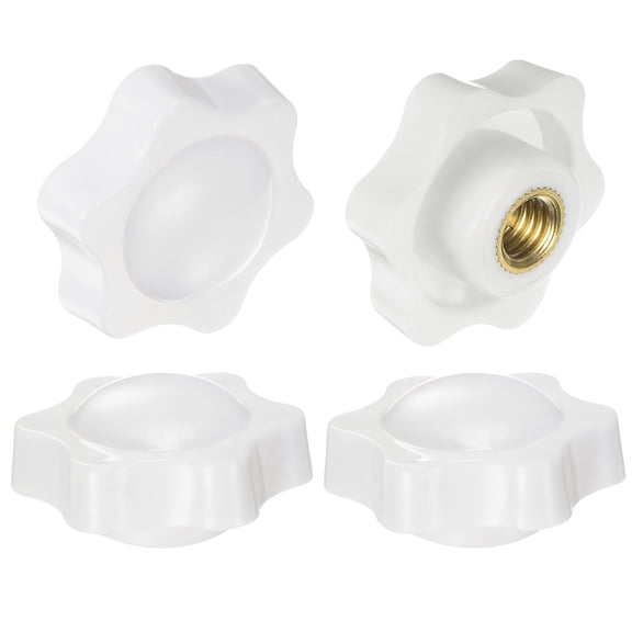 Uxcell 4 Pieces Star Knobs M10 Female Thread 38mm Head Non-Through Hole Clamping Handles Nuts White