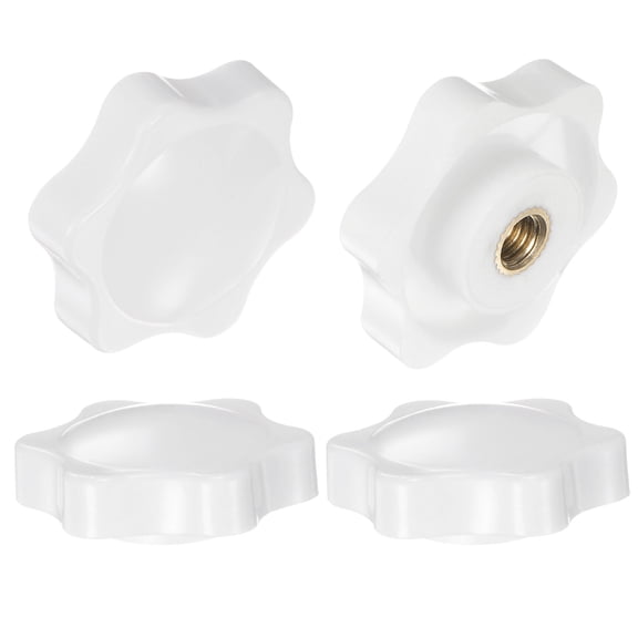 Uxcell 4 Pieces Star Knobs M5 Female Thread 32mm Head Non-Through Hole Clamping Handles Nuts White