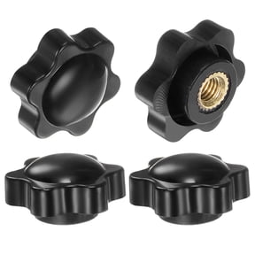 Uxcell 4 Pieces Star Knobs M6 Female Thread 25mm Head Non-Through Hole Clamping Handles Nuts Black