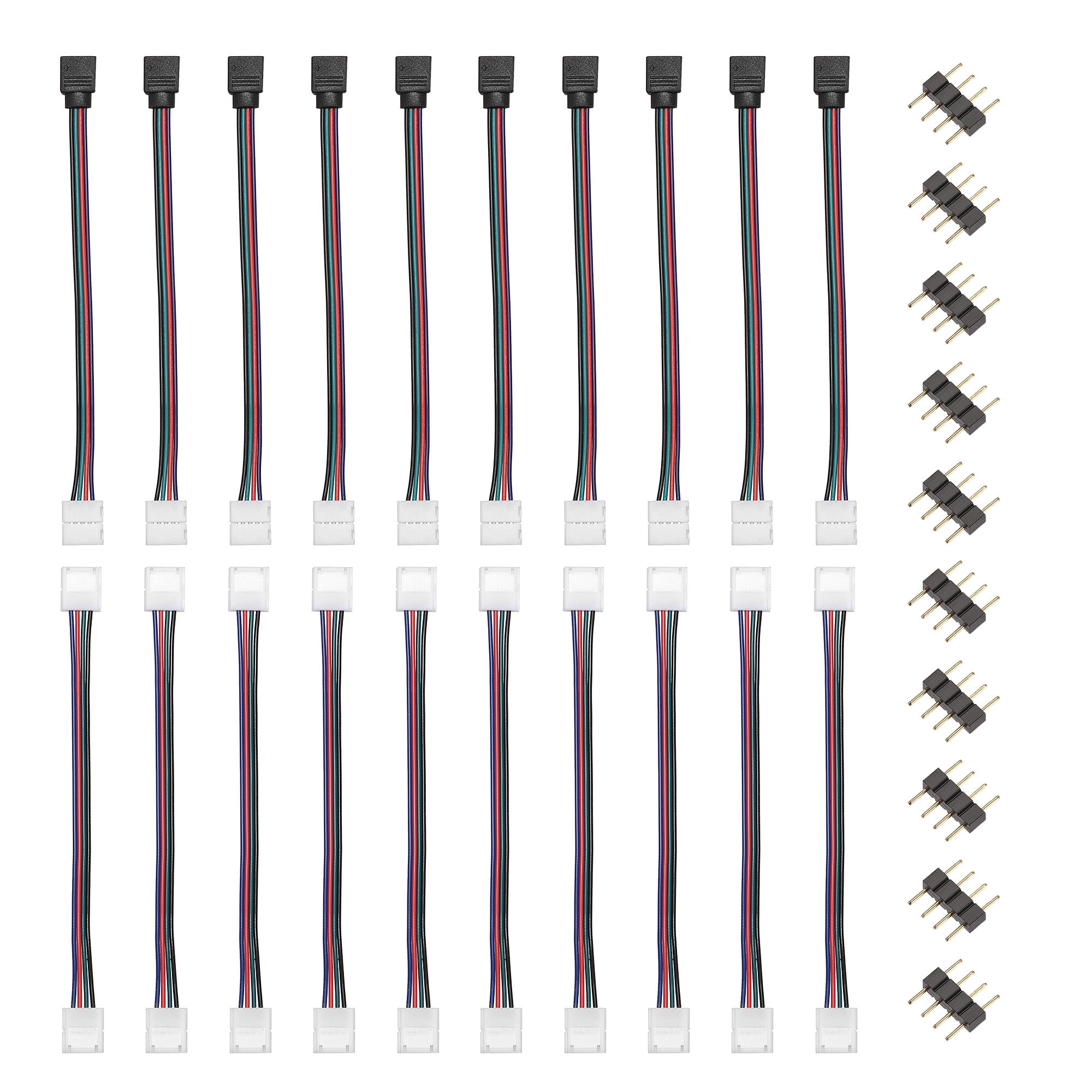 Uxcell 4 Pin 10mm RGB LED Connector Kit Solderless Strip to Strip ...