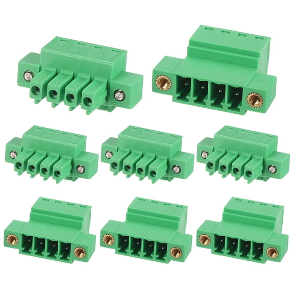 Uxcell 4 Pin 3.81mm Pitch 300V 8A PCB Mount Screw Terminal Block Connector, Pluggable Plug Flange Mount for DIY Electronics Audio Power Modules