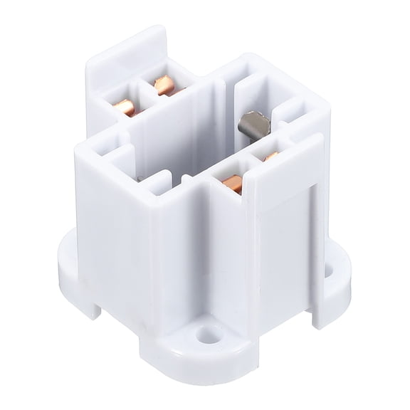 Uxcell 4-Pin Compact Fluorescent Lamp Holder 1 PCS, CFL Light Bulb Socket Plastic 75W 600V Screw-Down for All G24 Lighting Base Fixture Electronics, White