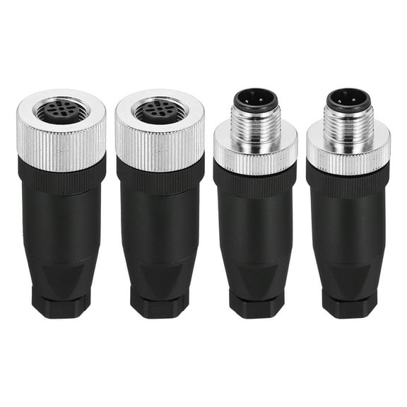 Uxcell 4 Pin M12 Male & Female Aviation Wire Connector 4 Pcs Waterproof IP67