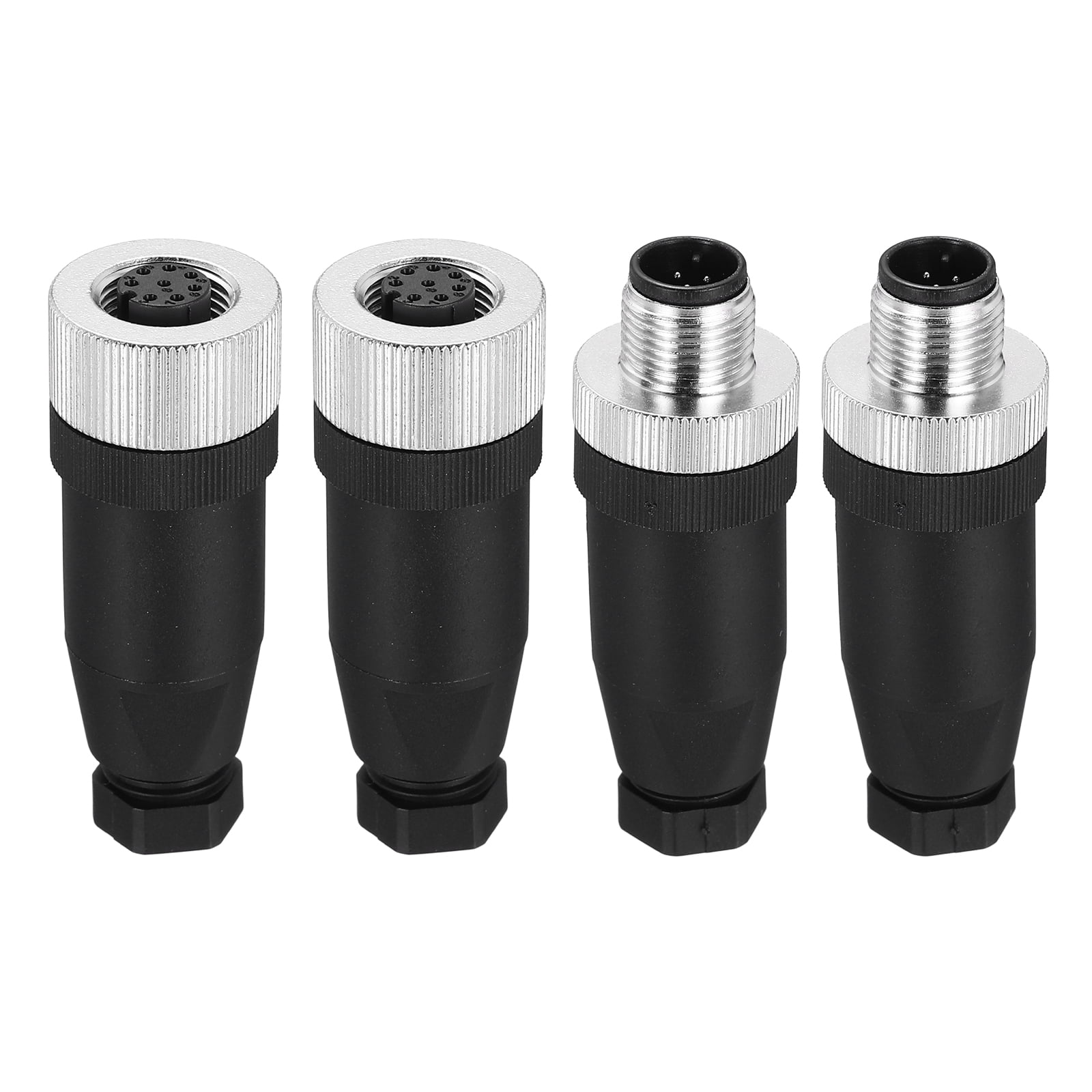 Uxcell 4 Pin M12 Female Aviation Wire Connector, 4 Pcs Waterproof IP67 ...