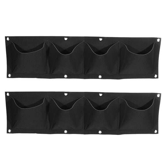Uxcell 4 Pockets Vertical Hanging Felt Fabric Grow Bag Plant Container, Black 2 Pack