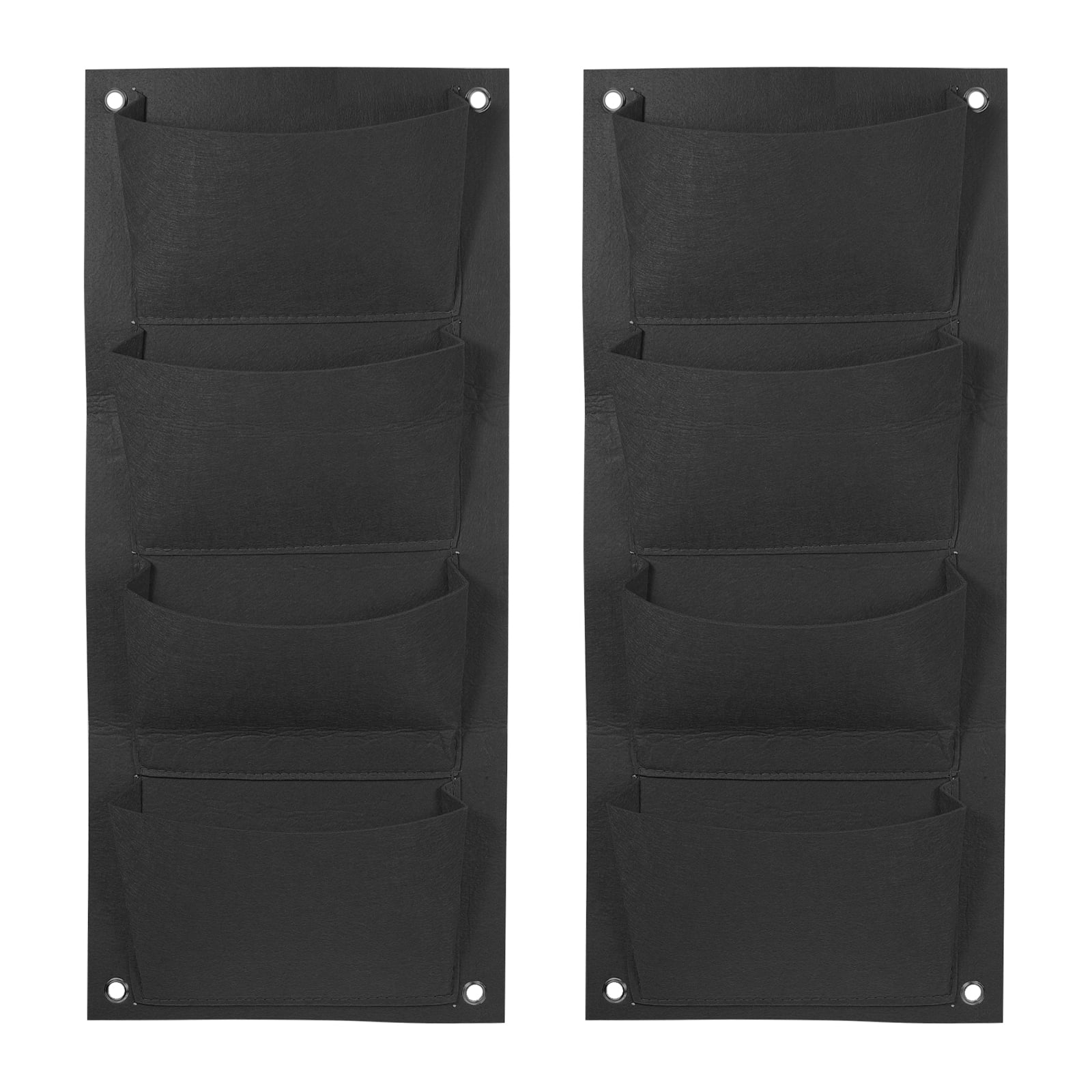 Uxcell 4 Pockets Vertical Hanging Grow Bags Wall Hanging Planter Bags Black 2 Pcs