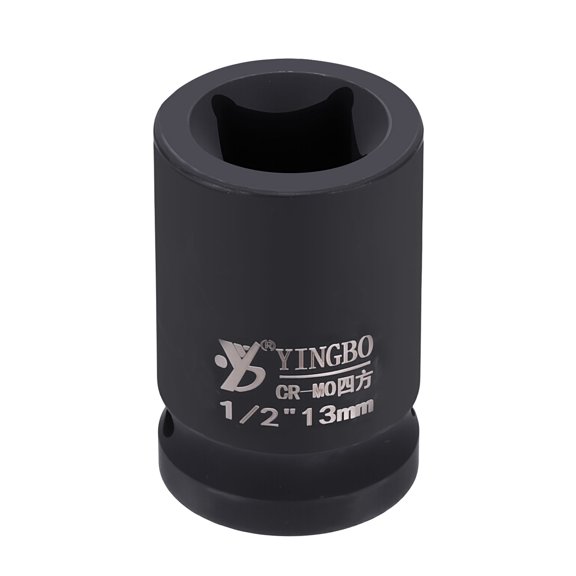 Uxcell 4 Point Square Socket 1/2" Drive 13mm Metric Square Impact Socket 1.6" (40mm) Long 40CR Steel Phosphating Standard Wheel Sleeve Tool for Auto Repair Mechanical Home Use