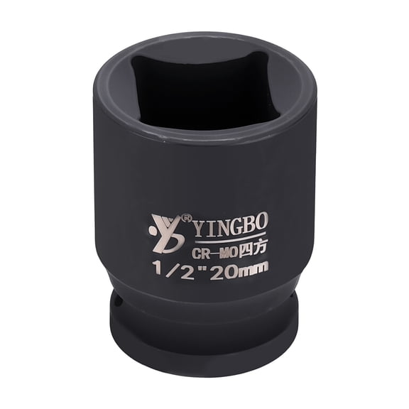 Uxcell 4 Point Square Socket 1/2" Drive 20mm Metric Square Impact Socket 1.8" (45mm) Long 40CR Steel Phosphating Standard Wheel Sleeve Tool for Auto Repair Mechanical Home Use