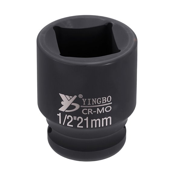 Uxcell 4 Point Square Socket 1/2" Drive 21mm Metric Square Impact Socket 1.8" (45mm) Long 40CR Steel Phosphating Standard Wheel Sleeve Tool for Auto Repair Mechanical Home Use