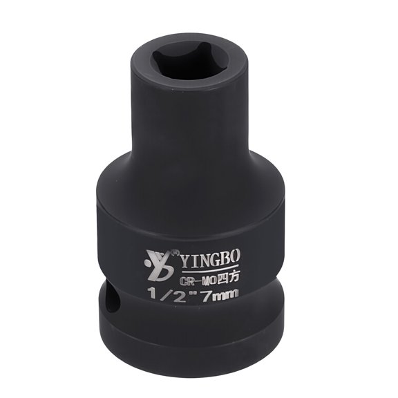 Uxcell 4 Point Square Socket 1/2" Drive 7mm Metric Square Impact Socket 1.6" (40mm) Long 40CR Steel Phosphating Standard Wheel Sleeve Tool for Auto Repair Mechanical Home Use