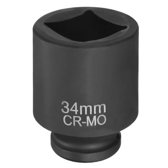 Uxcell 4 Point Square Socket 3/4" Drive 34mm Metric CR-MO Impact Wheel Socket