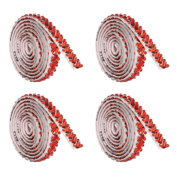 Uxcell 4 Rolls 1 Yard x 0.31" Crystal Rhinestone Ribbon, Self Adhesive Glass Gems Crystal Ribbon, Twill Gemstone Strips Sticker for DIY Crafts, Clothes, Party Decoration, Orange Red