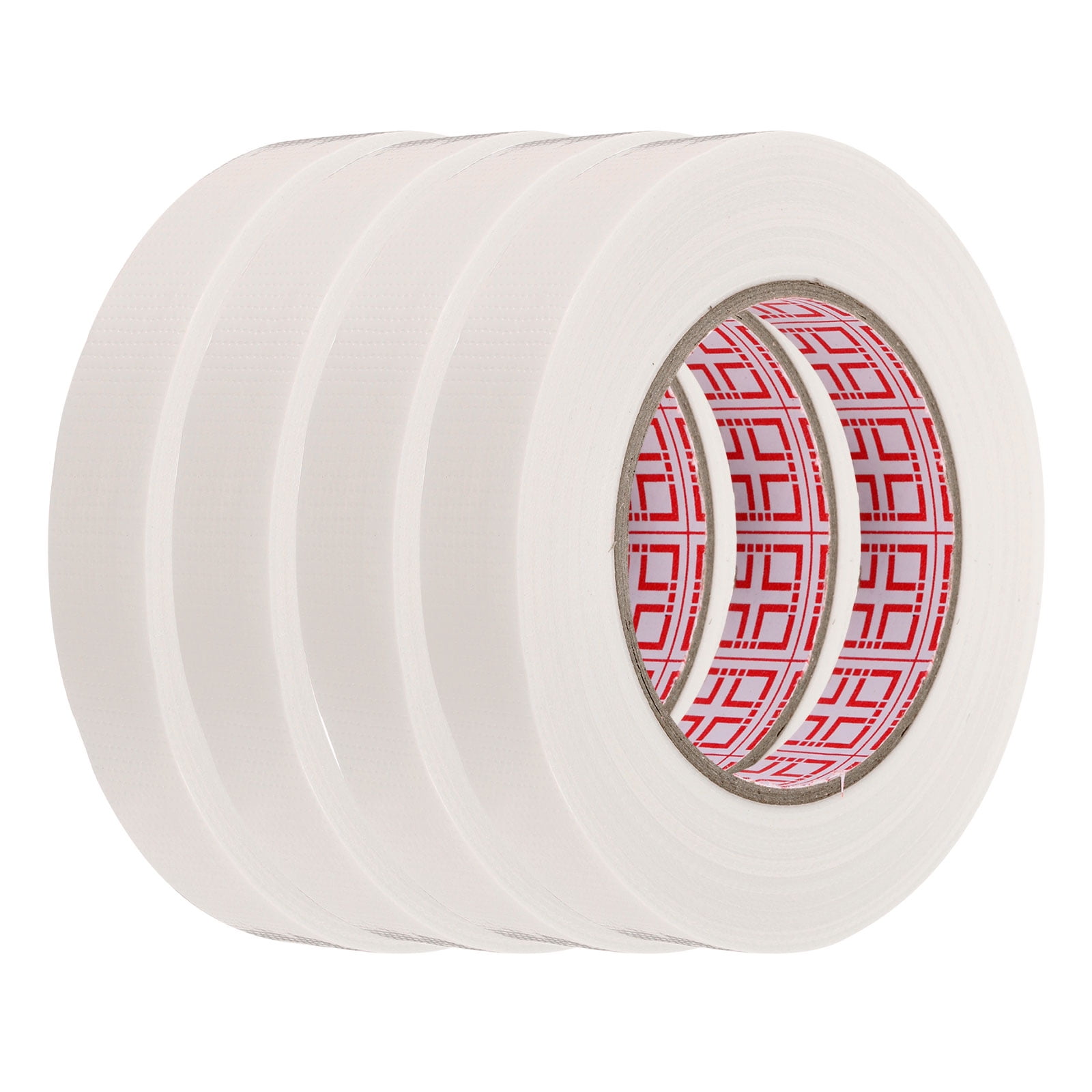 Uxcell 4 Rolls Wire Harness Cloth Tape 0.79"x164ft(20mmx50m) 0.2mm Thick Fabric High Adhesive Tearable Heat Resistant Tapes for Carpet Seaming Auto Cable Fixed, White