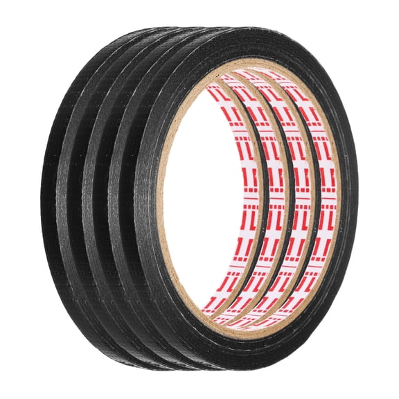 Uxcell 4 Rolls Wire Harness Cloth Tape 0.24"x66ft(6mmx20m) 0.2mm Thick Fabric High Adhesive Tearable Heat Resistant Tapes for Carpet Seaming Auto Cable Fixed, Black