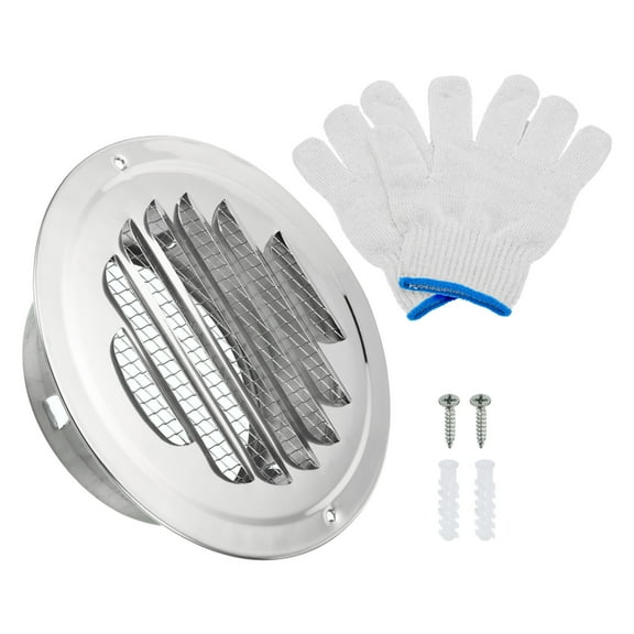 Uxcell 4" Round Soffit Air Vents, Stainless Steel Louver Grille Vent Cover Mesh Air Outlet for Kitchen Bathroom
