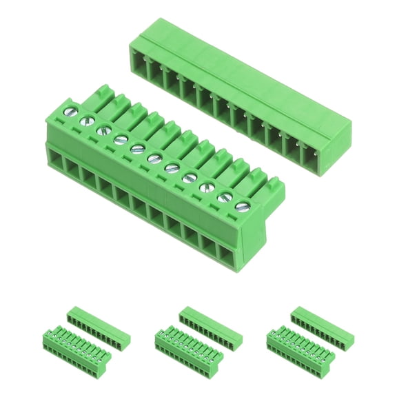 Uxcell 4 Set 11 Pin 3.81mm Pitch PCB Mount Screw Terminal Block Connector, Right Angle Pluggable Phoenix Plug for DIY Electronics Audio Power Modules 26-16AWG Cable