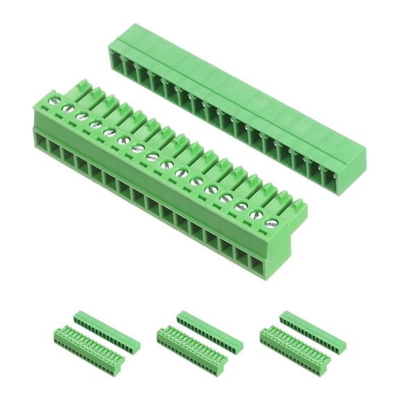 Uxcell 4 Set 16 Pin 3.81mm Pitch PCB Mount Screw Terminal Block Connector, Right Angle Pluggable Phoenix Plug for DIY Electronics Audio Power Modules 26-16AWG Cable