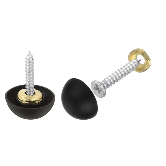 Uxcell 4 Set 18mm Zinc Alloy Mirror Screws with Caps Decorative Cover Nails, Black