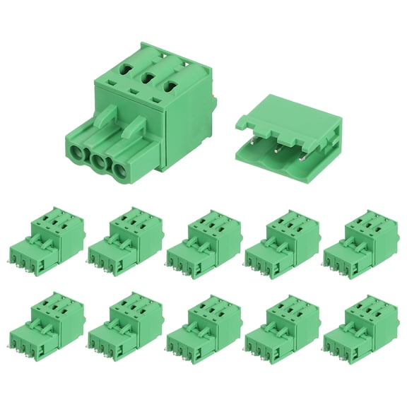 Uxcell 20 Set 3-Pin 5.08mm/0.2" Pitch PCB Terminal Block Connectors Straight
